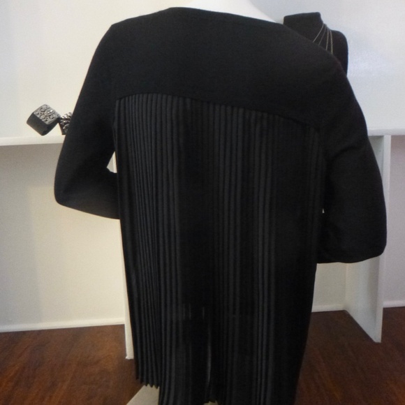 ADRIANNA PAPELL PLEATED WOVEN BACK SWEATER TOP M BLACK - Picture 9 of 16